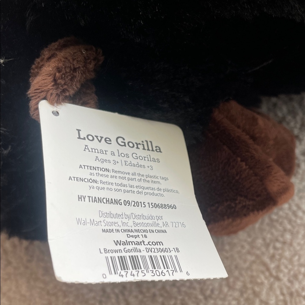 Adorable Black and Brown Gorilla Plush - Picture 5 of 5